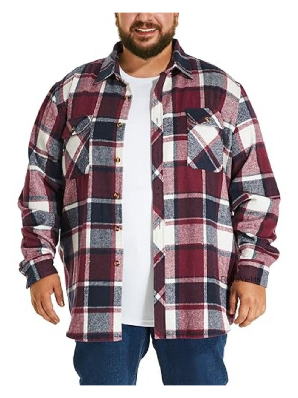 Men's Heavyweight Brushed Flannel Button Down Shirt Big and Tall 2XL-6XL Plaid